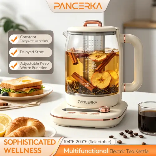 PANCERKA 10-in-1 Multi-Use Temperature Controlled Electric Kettle, 1.8L, Digital HD Temp Display, Precise Dial Control, Built-in Tea Strainer, 48-Hour Keep-Warm, Delayed-Start, Ideal for Simmering, Coffee Making, Tea Brewing,sohochic
