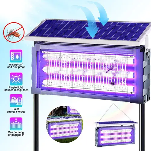 【Clearance Sale】Solar Mosquito Killer Lamp Outdoor – 20W High-Power Waterproof Insect Zapper with 3 Tubes, Dual Charging, 6000mAh Battery for Garden, Yard, Farm, Patio,summerwins,dorm essentials,home essentials,toolupgrade