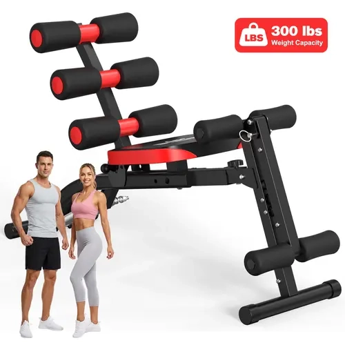 RELIFESPORTS Adjustable Weight Bench for Home Gyms - Unisex, Stable Sturdy Frame, Natural Curve for Better Activation, 4-Level Length Adjustment, 300 lbs Capacity, Compact, Dumbbell Ready, Deep Range Motion Support, Heavy Resistance Design