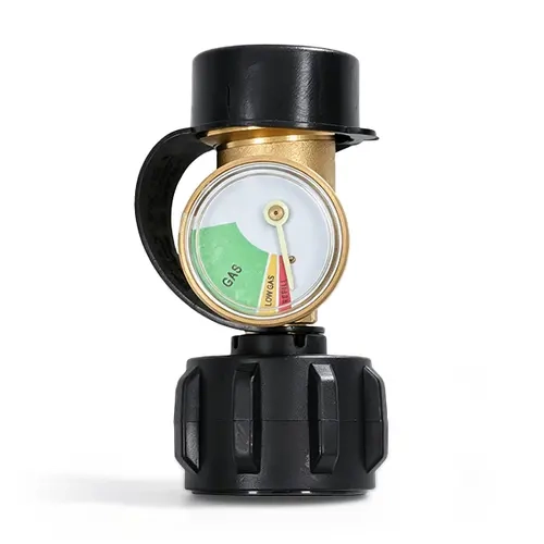 findmall Brass Propane Tank Pressure Gauge with QCC1-Type1 Adapter, Color-Coded Dial, 5-100lb Residual Amount Indicator, Handwheel Tighten, Easy to Install for Accurate Monitoring of Grills, Camping Stoves (1PC),toolupgrade