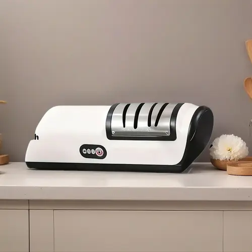 USB Rechargeable Electric Knife Sharpener - 2-Stage Automatic Tool for Kitchen Knives, Blade Sharpening, Polishing, Fast Edge Restoration, Portable, Lightweight
