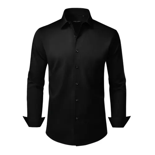 AMZPURE Men's Stretch Button Long-Sleeve Dress Shirt - Dark Blue, Black, White, Sohochic Style, Ultra-Soft, Breathable, Comfy, Business & Casual Menswear Tops (Multiple Colors), None