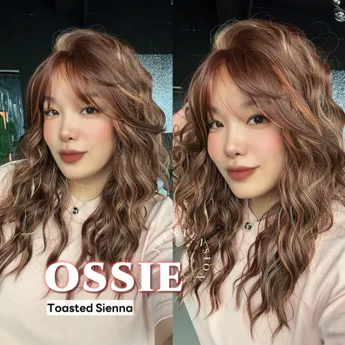 JBEXTENSION 22 Inches Scalpiana Long Wave Toasted Sienna 3.5X4 Hard Silky Top Natural Scalp Effect Wig with Bangs OSSIE
