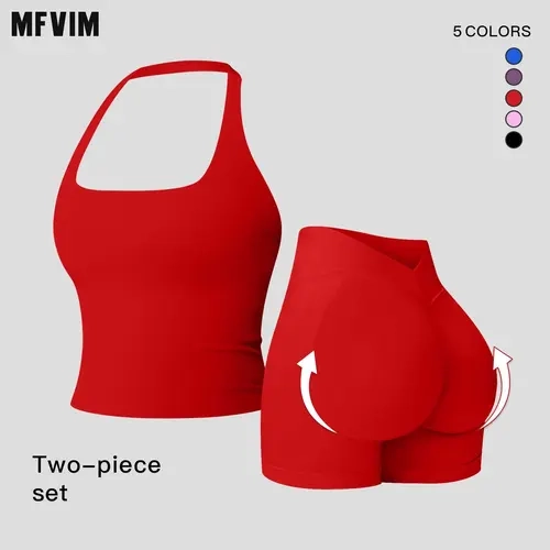 MFVIM Women’s Seamless Yoga Set – Tight Running Top & Quick-Dry Sports Tank, Outdoor Casual Fitness Wear, Seamless Sport Clothing, Sports Activewear Set,travel essentials,camping essentials,back to school,back to school haul