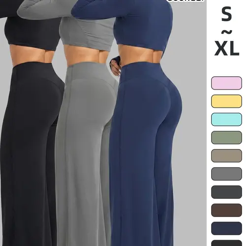 3-Pack Women's High-Waisted Tight Bell Bottom Yoga Pants, All Season Activewear High Waisted Sportswear Sporty Fashionable Comfortable Daily Running Fitness Workout Long Pants, Yoga Training Pants