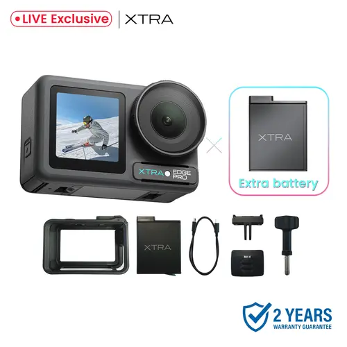 【Live Exclusive Offer】Xtra Edge Pro: 4K Action Camera With 1/1.3" Sensor & Night View, Sports Action Camera, Water Proof Camera