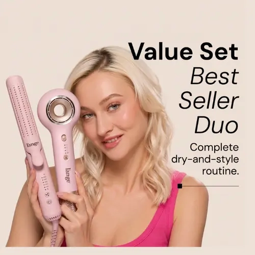 L'ANGE HAIR - Best Seller Duo - Axia Hair Dryer & Le Duo 360°  - 2 Lightweight Styling Tools with Brushless Motor, Clip & Advanced Ion Tech for Dry-and-Style Routine, Ultra-Fast Drying, Frizz-Free Shiny Results, Straightening for All Hair Types