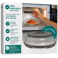 HOVER COVER Magnetic 12-Inch Clear BPA-Free Kitchen Utensil Food Lid, Collapsible Vented Plate Guard, Anti-Splash Microwave Accessory, Dishwasher Safe, Space-Saving, Utensils