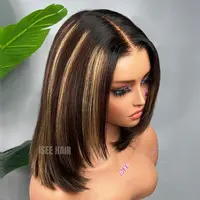 ISEE HAIR 7*5 & 9*6 Tpart Lace Front Glueless Wear Go Wig Highlight Brown Bob Straight Hair Wig Pre-Cut Lace & Pre-Bleached Knots & Pre-Plucked Hairline Ready To Wear Human Hair Wigs For Women #SoHoChic #TikTokShopBackToSchool