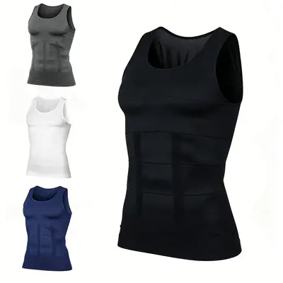 Amoyer 1/2/4 Pack Men Round Neck Compression Tank Top Slimming Body Shaper Vest Shirt Abs Abdomen Slim Seamless Shaping Vest Top Abdominal Corset Men GYM Workout Fitness Shirts Tank Tops Shirts Menswear & Underwear Men's For All Seasons Bestie Socks