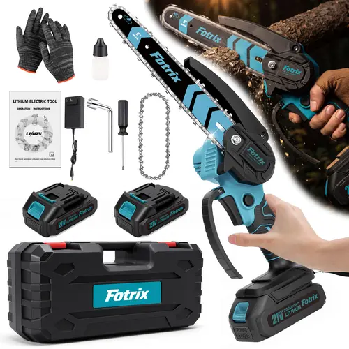 Women's Cordless 8-in-1 Chain Saw Set with Mini Chainsaw, 2x21V High-Capacity Battery Pack, Lightweight Metal Tool with Screwdriver, Easy Adjustment, Powerful Motor + Chain, 8-in Log Quick Cut in 7s for Log Pruning