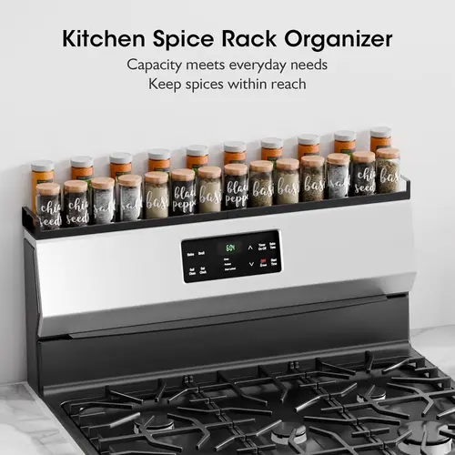[SUPAFA] 1-Layer Expandable Stainless Steel Stove Top Shelf - 4 Adhesive Pads, Strong Magnetic Adhesion, 20-30 in Adjustable Organiser, Flat-Top Stoves Compatible, Space-Saving Kitchen Spice Rack for Counter Organization,sohochic