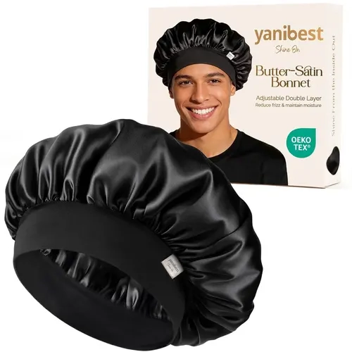 YANIBEST Double Layer Satin Bonnet Hair Tool - Silk-Like Overnight Styling Tool for Haircare, Hydrates, Locks in Oils, Protects Weaves, Box Braids, Curly Hair, Great for Gym & Yoga (for Women),sohochic