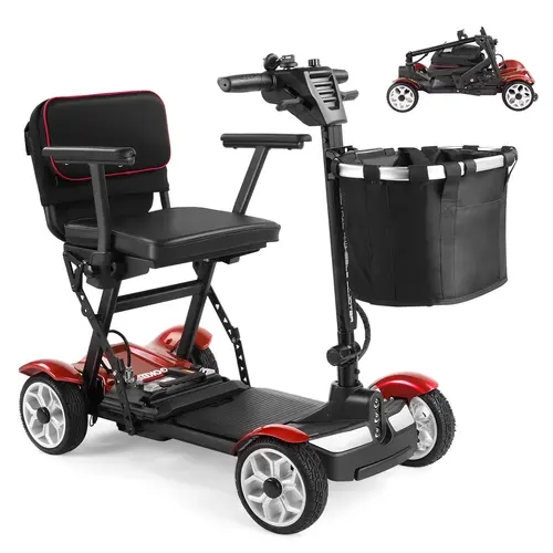 Unisex 4-Wheel Foldable Motorized Mobility Scooter - 35 mi Long Range Mobility Aid, 270W Brushless Motor, 24V 16AH Removable Battery, 300LBS Capacity, Front Storage Basket, LED Lights for Seniors Adults