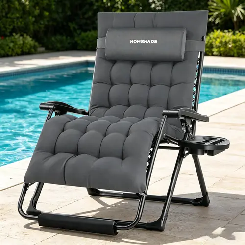 Folding Zero Gravity Lounge Chair 400LBS Support, 90-170° Adjustable Recline, Breathable Mesh, Removable Cushion, Cup Holder & Headrest for Camping Outdoor, tanning chair