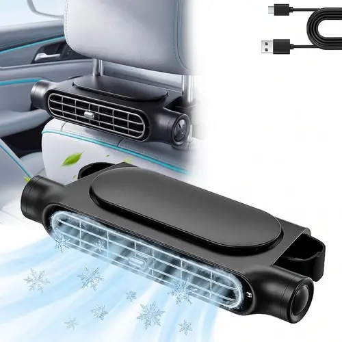 【DealsForYouDays】Cordless Turbo Car Neck Fan - Mini Portable USB Port Cooling Fan with Hidden Mount, Built-in 3 Adjustable Wind Speeds, Quiet Headrest Accessory for Driver/Kids (Fits Cars, Jeep, Van),sohochic