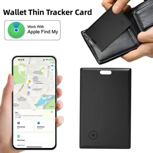 Wallet Tracker Card (iOS Only), Slim Smart GPS Tracker Works with Apple Find My, IP68 Waterproof, Item Locator for Luggage, Purse, Card Bag