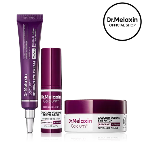 [Dr.Melaxin Official] Calcium Bonding Eye & Face Intensive Care Trio for 3-Step Skin Rebuilding with Calcium, Collagen & REBORNIC, Restores Firmness & Elasticity