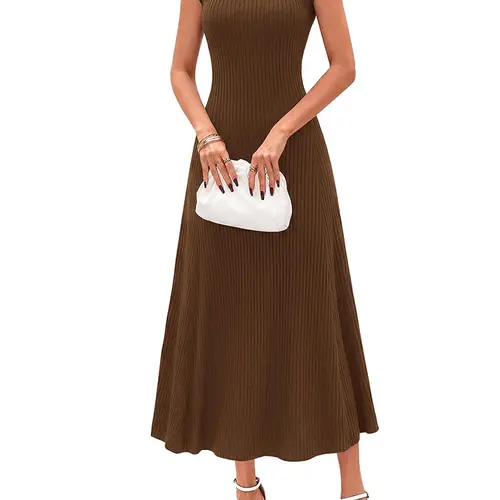 BTFBM Womens Summer Dresses 2026 Asymmetrical Neck Short Sleeve Pleated Knit Spring Sweater Midi Dress Business Casual #Clearance