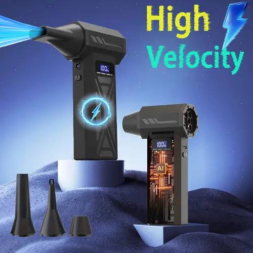 Nuokaiqi Wireless Jet Fan Power Tool Accessory - 4 Adjustable Wind Speed Settings, 5 Nozzle Attachments, High-Capacity Batteries, Compact but Strong Jet-Fan Power, Adjustable Airflow for Computer, Car Cleaning toolupgrade