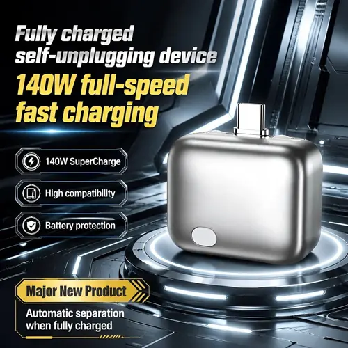 HEXIBII 140W Physical-Disconnect Battery Guard, Single-Port Type C Fast Charging Device with Auto-Self-Eject Charger, Smart Auto-Stop, Dual-Channel Safety System, Quick Charge 3.0, Anti-Overcharge for iPhone 15-18 Pro Series, Smartphones
