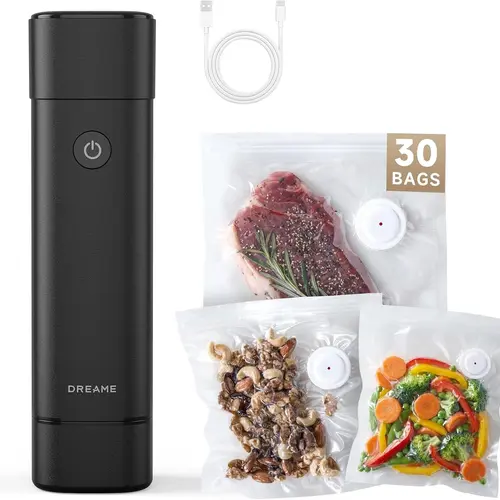 DREAME VH20 Handheld Vacuum Sealer Machine for Food with 30 Reusable Vacuum Bags, Compact Food Vacuum Sealer, Auto Stop, Rechargeable Food Sealer Saver, Dry & Moist Modes, For Container & Wine Bottles