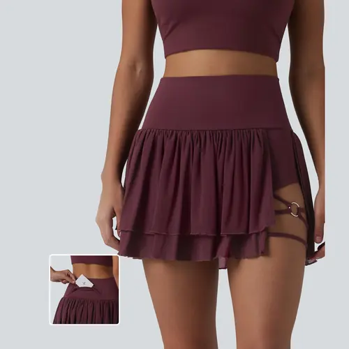 【Creator’s Pick】Halara High Waisted 2-in-1 Asymmetric Hem Mini Breathable Mesh Dance Tiered Skirt with Pockets #BackToSchool
