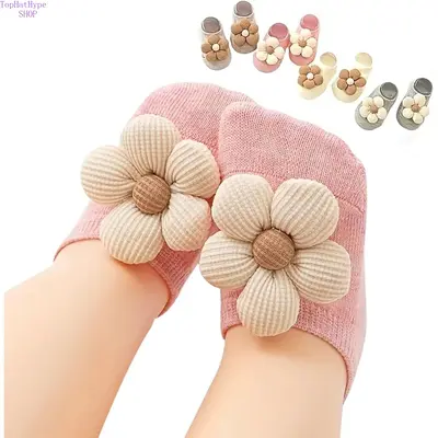 Baby Accessories: 4-Pack Newborn Baby Girl Ankle Socks, Cute Animal & Flower Princess Design, Non-Slip Grippers, Soft Comfortable Casual Everyday Wear