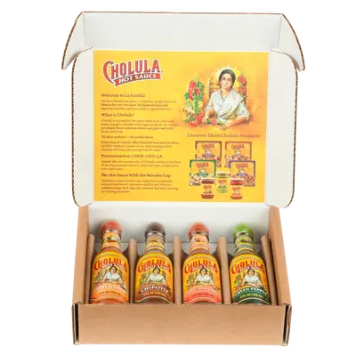 Cholula Hot Sauce Variety Pack, 4ct (Green Pepper, Chipotle, Chili Garlic & Sweet Habanero)