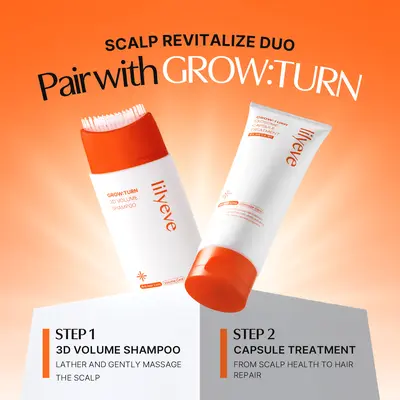 [LILYEVE] GROWTURN Korean Haircare Shampoo & Treatment Set - Gentle Cleanser, 3D Volume Brush Shampoo, Capsule Treatment for Root-to-Tip Hydration