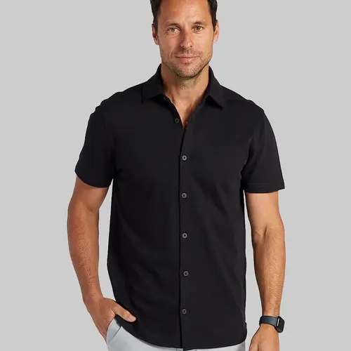 Bayside Oxford Short Sleeve Button Down Shirt Classic Fabric