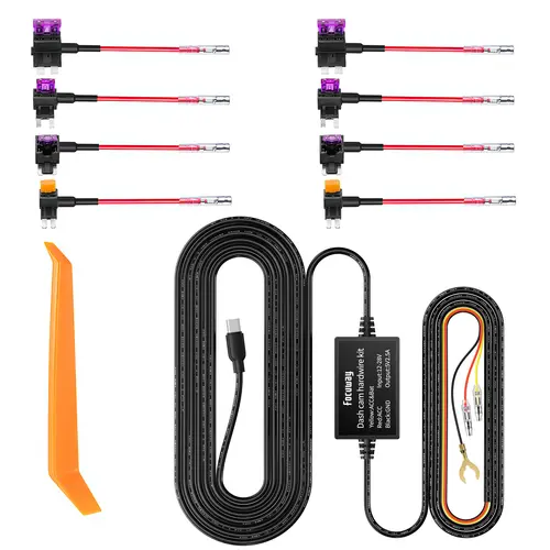 【24/7 Parking Mode Hardwire Kit】Dash Cam Hard Wire Kit for IIWEY N5/N5 Pro/Q7/D2 Duo/L7/N6/N6 Pro/C3 Pro/C4 Pro//D4 Duo/T1 Pro Model, 4 Meter Dashboard Camera CarCharger Cable Kit, 12V- 24V to 5V,3A Power Adapter withLP/Mini/ATO/Micro2 Fuse for Dash Cam s
