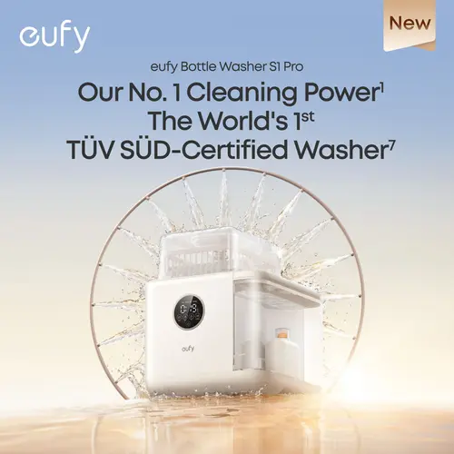 NEW eufy S1 Pro Bottle Washer, Built-in Water Softener, All-in-One 3D HydroBlast Washer, 212°F Steam Sterilizer & Thoroughly Fast Dryer, Largest 10-Bottle Capacity, Smart App Control, Hands-Free