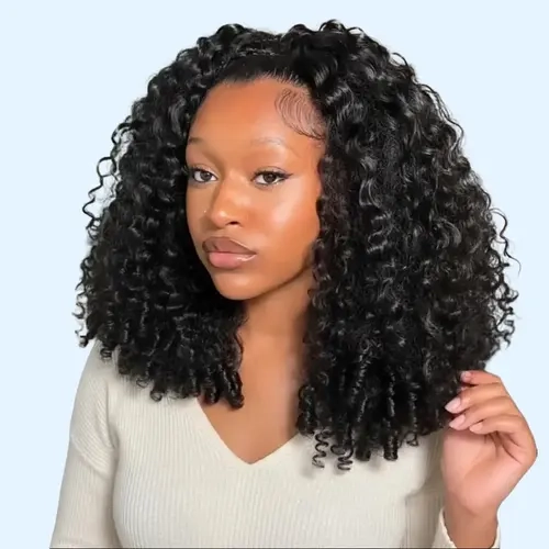 Burmese Curly Half Wig 200 Density Half Wig Human Hair No Lace No Glue 4/27 Highlight/99J Burgundy Burmese Curly Wig for Women 3 In 1 Seamless Flip Over Half Wigs Beginner Friendly Glueless Wigs Human Hair with Spiral End Natural Color