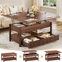 40" Lift Top Coffee Table, 4 in 1 Square Coffee Table with Storage Shelf & 2 Drawers, Modern Coffee Tables with Lift Tabletop, Converts to Dining Table for Living Room, Home Office, Walnut