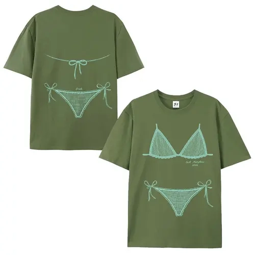 Women's Short-Sleeve Cotton Round Neck Graphic T-Shirt - Preppy Korean Vintage Chic Women's Fashion Cute Trendy Trending Top, Coastal Bachelorette Beach Casual Wear with Last Toast on Coast, Bikinis, Martinis, Last Splash, Seashells, Wedding Bells Print,,