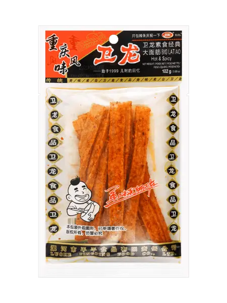WEILONGHot & Spicy Vegetarian Tripe, Konjac Latiao Snacks, 12.7 oz- Authentic Chinese Street Food, Savory & Chewy Snack