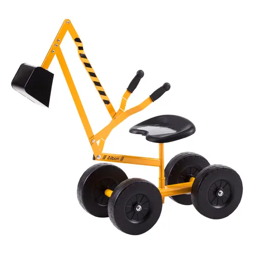 ALBOTT Kids Outdoor Metal Frame Playground Equipment Sand Digger Excavator Ride-On Toy, Working Crane, 8-in Wheels, 360-Degree Rotatable Seat, 1-Year Coverage, 47”L x13.4”W x33.9”H [tiktokshopbacktoschool][SohoChic]