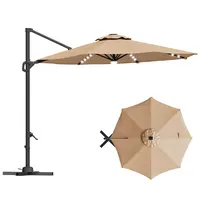 GARVEE 10ft Metal Cantilever Patio Umbrella - 360° Rotating Offset Sun Shade, Adjustable Tilt, Waterproof Windproof 600D Polyester Oxford Canopy, Heavy-Duty Corrosion Resistant Aluminium Frame, Cross Base - Ideal for Garden, Poolside