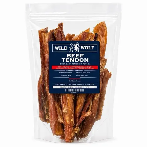 <NEW PRODUCT!> Beef Back Tendon Dog Chews (1lb.) 100% Natural Free Range, Grass Fed Beef