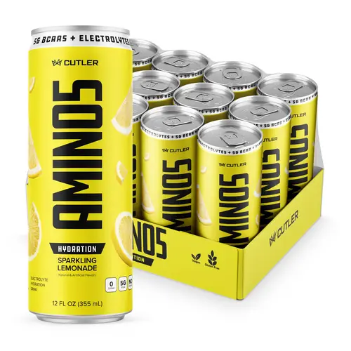 AMINO5 BCAA & Hydration Sparkling Drink Caffeine Free Beverage Containing 5g BCAAs for Improved Recovery and Electrolytes and Coconut Water Powder for Hydration and Refreshing Tasting Beverage - Sugar Free - 5 Calories
