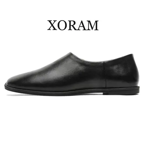 Square-Toe Loafers - Vintage High-End Old Money Slip-On Flats with Soft Sole, Comfortable Mens Shoes for Business Casual Mornings, Black Footwear,sohochic