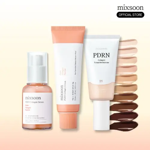 [mixsoon Official] PDRN Renew & Tint Set - Skin-first Care with Moisturizer, Gel, Serum, Glow Natural Finish