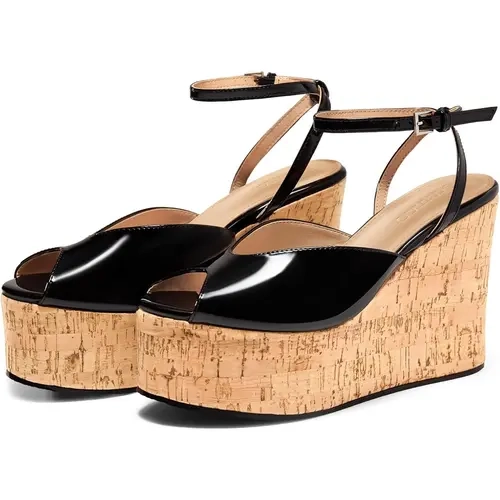 Coutgo Women's Classy Platform Wedge Peep-Toe Heeled Shoes - Stylish Elegant Women's Heels, Fashion Footwear, Wedges, Women's Shoes,back to school,back to school haul,sohochic