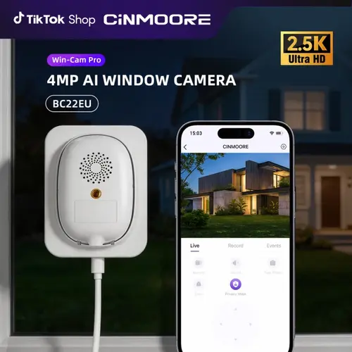 CINMOORE 4MP 2.5K Window Camera,Indoor Camera for Home Security,AI Full Color Night Vision,Wireless Security Camera,Person&Motion Detection,Easy&Quick Install,SD Card&Cloud Device,2.4GHZ WiFi, cameras for home, Digital Camera, Wall Mount