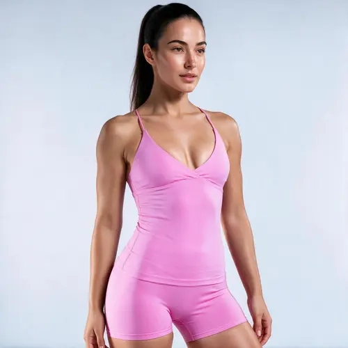 【With Logo】VISION Women's Nylon Yoga Sports Vest - Tight Sleeveless Workout Top, V-Neck Twist Front Longline, Medium Support, Adjustable Sliding Straps & Back, Removable Pads, Fuller Bust Fit, Cold Wash, No Dry Clean, Fitness Athletic Activewear
