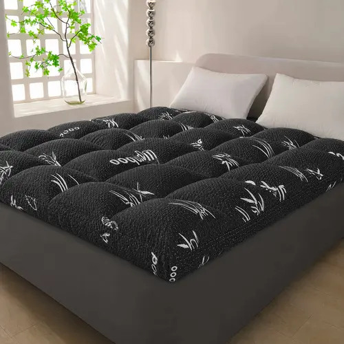 Cosybay Bamboo Mattress Topper - 2 in Luxury Comfort Pillow Top, Back Pain Relief Cooling Bedding, Viscose Wrinkle Resistant Mattress Protector with 8-21 in Deep Pocket, Machine Washable Bedroom Essential