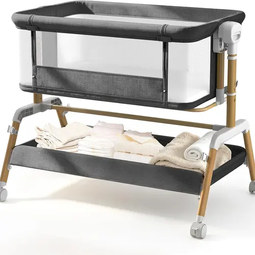 G TALECO GEAR 3-in-1 Design Baby Bassinet - Foldable Bedside Sleeper & Travel Crib for Newborns, 7-Level Height Adjustable, Rocking Mode, Breathable Mesh, Secure Lockable Universal Wheels, Large Underbed Storage, Universal Fit #sohochic