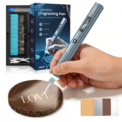 Vanlgs Cordless Rechargeable Engraving Pen with Batteries - 5-Speed Control Etching & Carving Tool Kit, Tools and Gadgets, 30 Bits + 16 Stencil Sheets, USB Charging Cable, Manual, Portable Electric DIY Crafting Engraver,sohochic