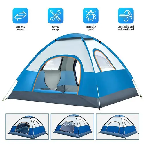 Waterproof Dome Tent for 3–4 Person, Quick Setup Camping Tent with 2 Doors, Double Layer Family Tent with Vestibules, Portable Outdoor Hiking Tent#DealsForYouDays